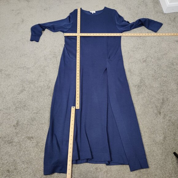 Veritas Women's Dress Size 14 Blue Wool Blend Maxi Crew Neck Lagenlook Modest - Picture 7 of 9